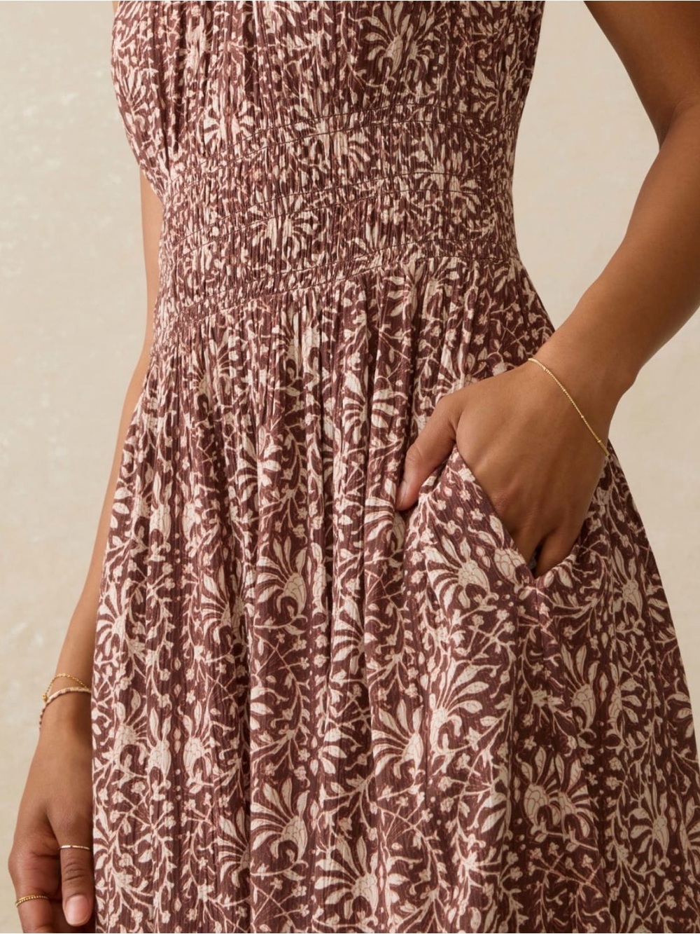 Faherty Sunseeker Sausalito Sunset Maxi Dress Boho Sleeveless Tank Brown Dress L - Picture 3 of 7